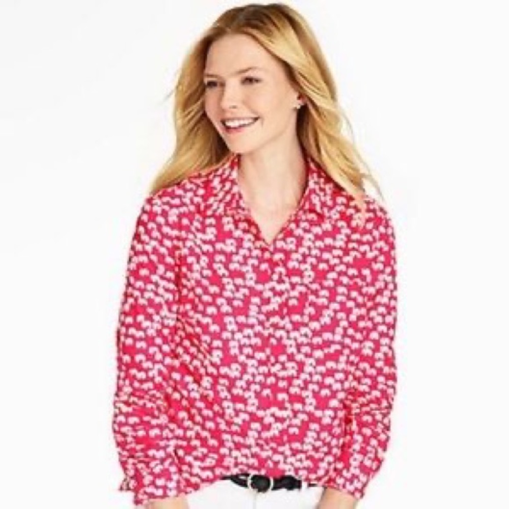 Talbots elephant print button down shirt